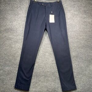 SuitSupply Porto Chino Pants Mens 32x35 Navy Blue Tessuti Sondrio Stretch Slim
